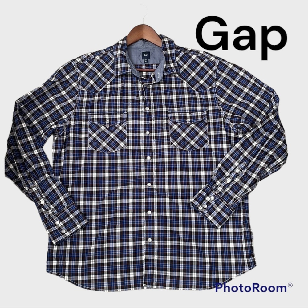 Gap mens plaid snap up shirt XL